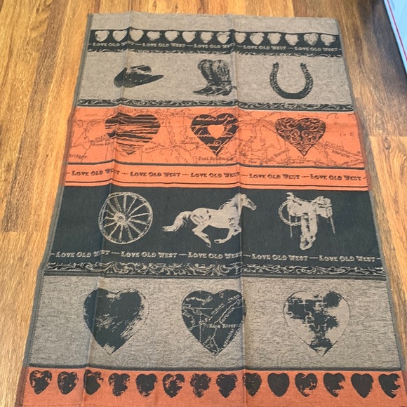 Hand Crafted Other - Love Old West loomed cotton dish kitchen towel 29” by 19” w horses, cowboy theme